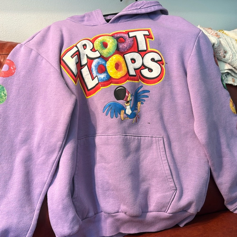 Kellogg’s Froot Loops Purple GUC Oversized Hoodie Size Large